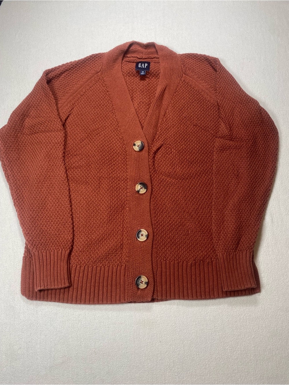 GAP Women's Rust Button-Front Knit Cardigan 100% cotton size XS